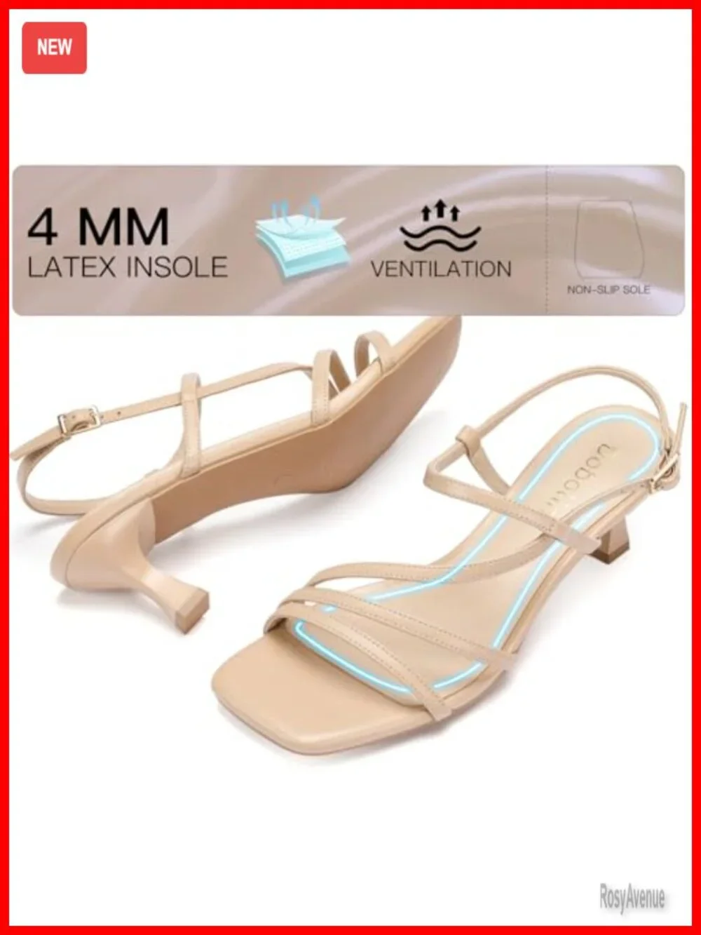 Square Open Toe Kitten Heel Strappy Slingback Sandals Dress Shoes